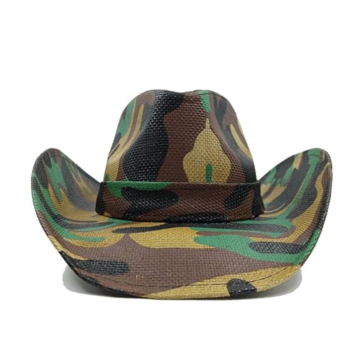 ROEUIPG Kuh Muster Cowboy Stroh Hut Tier Muster Handgemachte Strand Sonnenhut Gentleman Erwachsene Cowboy Hut Sombrero Für Junggesellinnenabschied, Halloween(Style 26) von ROEUIPG