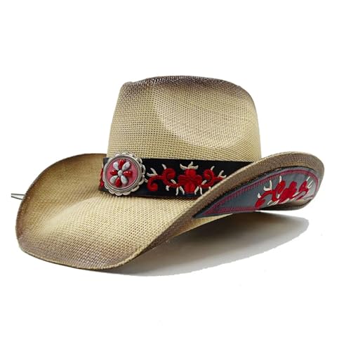 ROEUIPG Kuh Muster Cowboy Stroh Hut Tier Muster Handgemachte Strand Sonnenhut Gentleman Erwachsene Cowboy Hut Sombrero Für Junggesellinnenabschied, Halloween(Style 28) von ROEUIPG