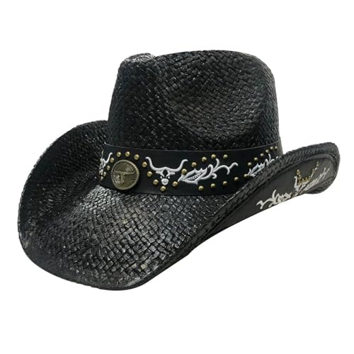 ROEUIPG Kuh Muster Cowboy Stroh Hut Tier Muster Handgemachte Strand Sonnenhut Gentleman Erwachsene Cowboy Hut Sombrero Für Junggesellinnenabschied, Halloween(Style 29) von ROEUIPG