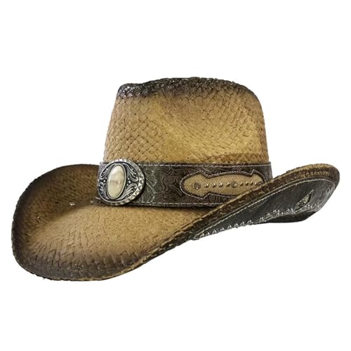 ROEUIPG Kuh Muster Cowboy Stroh Hut Tier Muster Handgemachte Strand Sonnenhut Gentleman Erwachsene Cowboy Hut Sombrero Für Junggesellinnenabschied, Halloween(Style 30) von ROEUIPG