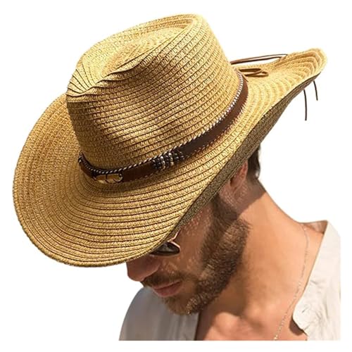 ROEUIPG Kuh Muster Cowboy Stroh Hut Tier Muster Handgemachte Strand Sonnenhut Gentleman Erwachsene Cowboy Hut Sombrero Für Junggesellinnenabschied, Halloween(Style 32) von ROEUIPG