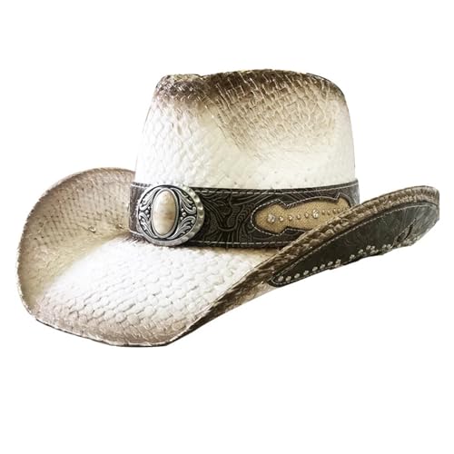 ROEUIPG Kuh Muster Cowboy Stroh Hut Tier Muster Handgemachte Strand Sonnenhut Gentleman Erwachsene Cowboy Hut Sombrero Für Junggesellinnenabschied, Halloween(Style 33) von ROEUIPG