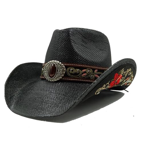 ROEUIPG Kuh Muster Cowboy Stroh Hut Tier Muster Handgemachte Strand Sonnenhut Gentleman Erwachsene Cowboy Hut Sombrero Für Junggesellinnenabschied, Halloween(Style 34) von ROEUIPG