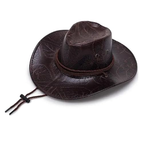 ROEUIPG Leder Cowboyhut Sommermütze Herren Vintage Für Junggesellinnenabschied, Halloween(Color 01) von ROEUIPG