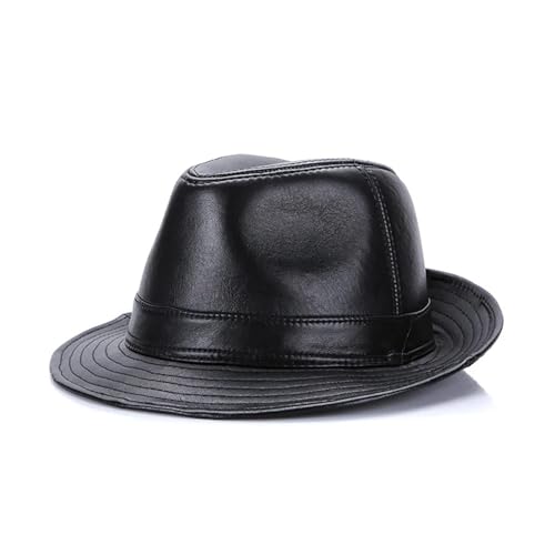 ROEUIPG Männer Echtes Schaffell Leder Cowboy Plus Größe Hüte Verkauf Echte Schafe Leder Kappen Für Junggesellinnenabschied, Halloween(Color 01,62cm) von ROEUIPG