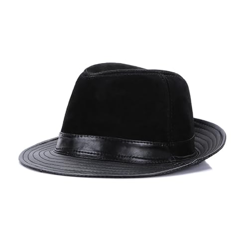 ROEUIPG Männer Echtes Schaffell Leder Cowboy Plus Größe Hüte Verkauf Echte Schafe Leder Kappen Für Junggesellinnenabschied, Halloween(Color 03,60cm) von ROEUIPG