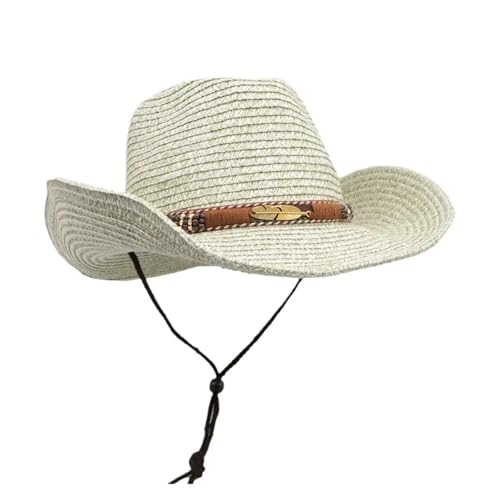 ROEUIPG Sommer-Cowboy-Zylinderhut im Retro-Stil mit Sonnenschutz, Cowboy-Strohhut Für Junggesellinnenabschied, Halloween(Color 01) von ROEUIPG
