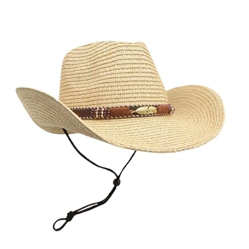 ROEUIPG Sommer-Cowboy-Zylinderhut im Retro-Stil mit Sonnenschutz, Cowboy-Strohhut Für Junggesellinnenabschied, Halloween(Color 02) von ROEUIPG