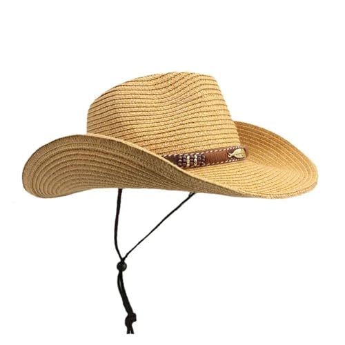 ROEUIPG Sommer-Cowboy-Zylinderhut im Retro-Stil mit Sonnenschutz, Cowboy-Strohhut Für Junggesellinnenabschied, Halloween(Color 03) von ROEUIPG