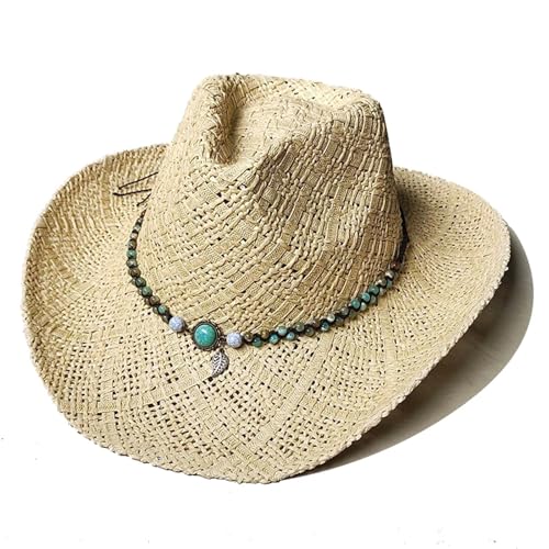 ROEUIPG Sommer Outdoor Männer Frauen Handgewebte Cowboy Papier Strohhüte Breite Krempe Atmungsaktive Strand Multicolor Cap Für Junggesellinnenabschied, Halloween(Style 05) von ROEUIPG