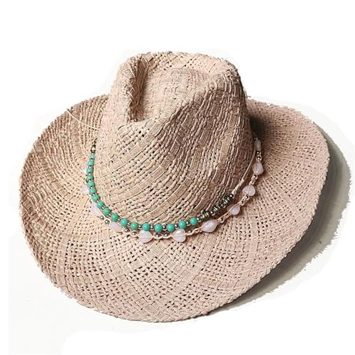 ROEUIPG Sommer Outdoor Männer Frauen Handgewebte Cowboy Papier Strohhüte Breite Krempe Atmungsaktive Strand Multicolor Cap Für Junggesellinnenabschied, Halloween(Style 06) von ROEUIPG