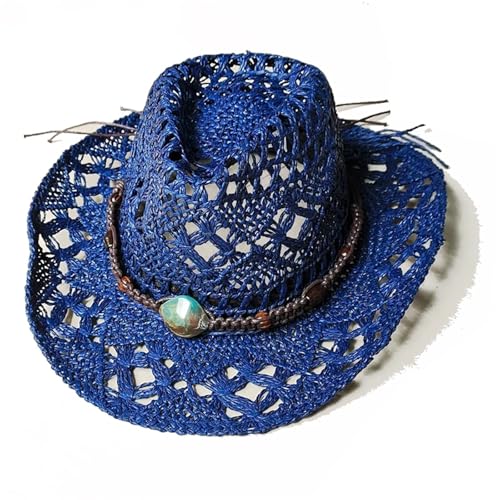 ROEUIPG Sommer Outdoor Männer Frauen Handgewebte Cowboy Papier Strohhüte Breite Krempe Atmungsaktive Strand Multicolor Cap Für Junggesellinnenabschied, Halloween(Style 12) von ROEUIPG