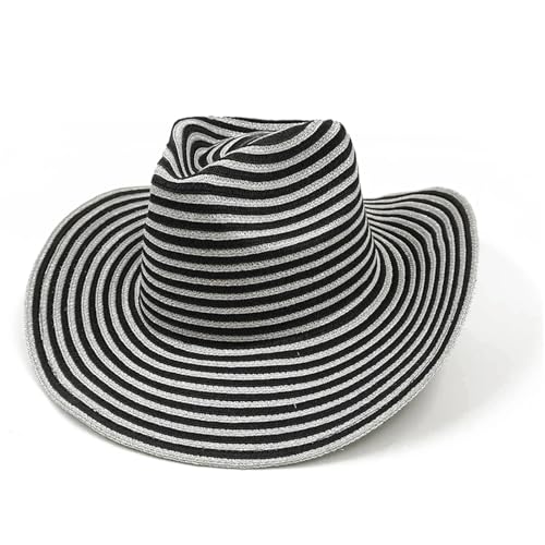 ROEUIPG Sommer Outdoor Männer Frauen Handgewebte Cowboy Papier Strohhüte Breite Krempe Atmungsaktive Strand Multicolor Cap Für Junggesellinnenabschied, Halloween(Style 14) von ROEUIPG