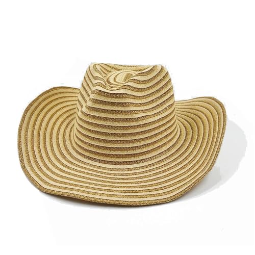ROEUIPG Sommer Outdoor Männer Frauen Handgewebte Cowboy Papier Strohhüte Breite Krempe Atmungsaktive Strand Multicolor Cap Für Junggesellinnenabschied, Halloween(Style 16) von ROEUIPG