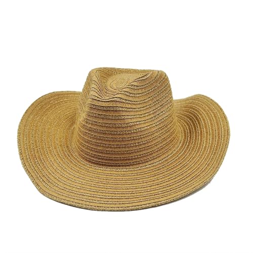 ROEUIPG Sommer Outdoor Männer Frauen Handgewebte Cowboy Papier Strohhüte Breite Krempe Atmungsaktive Strand Multicolor Cap Für Junggesellinnenabschied, Halloween(Style 17) von ROEUIPG