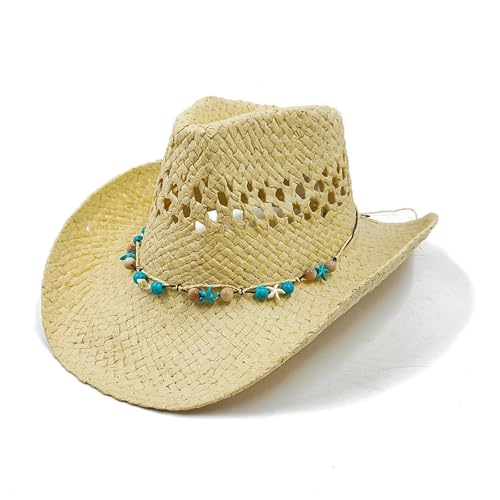 ROEUIPG Sommer Outdoor Männer Frauen Handgewebte Cowboy Papier Strohhüte Breite Krempe Atmungsaktive Strand Multicolor Cap Für Junggesellinnenabschied, Halloween(Style 19) von ROEUIPG