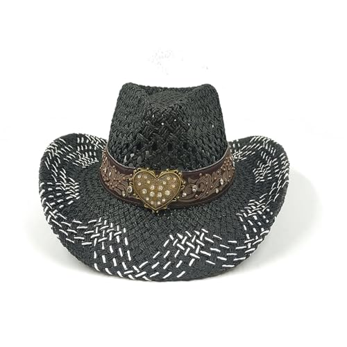 ROEUIPG Sommer Outdoor Männer Frauen Handgewebte Cowboy Papier Strohhüte Breite Krempe Atmungsaktive Strand Multicolor Cap Für Junggesellinnenabschied, Halloween(Style 24) von ROEUIPG