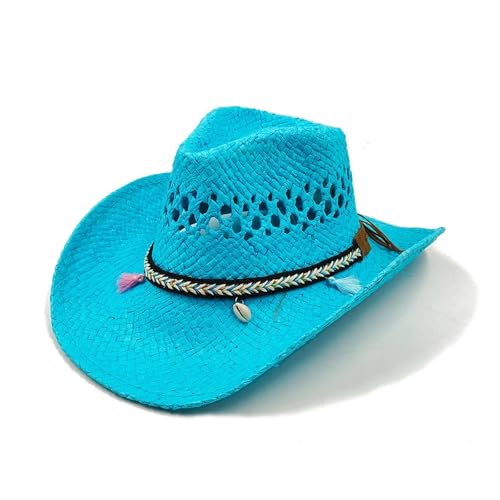 ROEUIPG Sommer Outdoor Männer Frauen Handgewebte Cowboy Papier Strohhüte Breite Krempe Atmungsaktive Strand Multicolor Cap Für Junggesellinnenabschied, Halloween(Style 26) von ROEUIPG