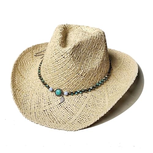 ROEUIPG Sommer Outdoor Männer Frauen Handgewebte Cowboy-Papierstrohhüte Breite Krempe Atmungsaktive Strand Jazz Cap Für Junggesellinnenabschied, Halloween(Color 05) von ROEUIPG