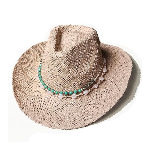 ROEUIPG Sommer Outdoor Männer Frauen Handgewebte Cowboy-Papierstrohhüte Breite Krempe Atmungsaktive Strand Jazz Cap Für Junggesellinnenabschied, Halloween(Color 06) von ROEUIPG