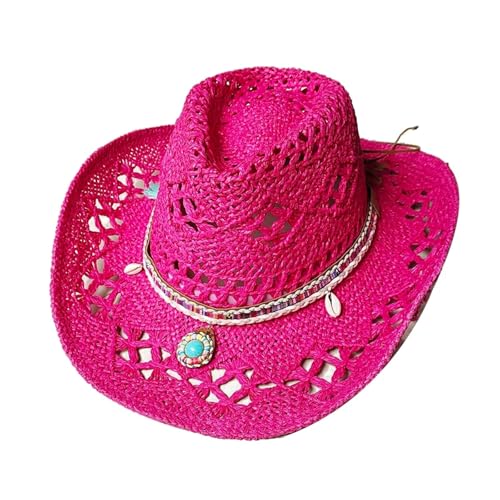 ROEUIPG Sommer Outdoor Männer Frauen Handgewebte Cowboy-Papierstrohhüte Breite Krempe Atmungsaktive Strand Jazz Cap Für Junggesellinnenabschied, Halloween(Color 09) von ROEUIPG