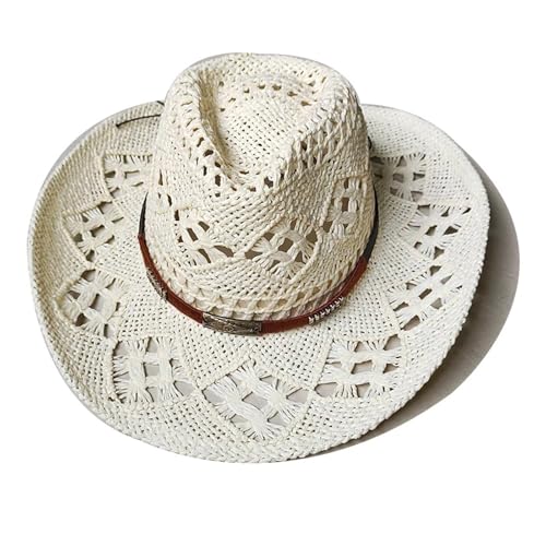 ROEUIPG Sommer Outdoor Männer Frauen Handgewebte Cowboy-Papierstrohhüte Breite Krempe Atmungsaktive Strand Jazz Cap Für Junggesellinnenabschied, Halloween(Color 10) von ROEUIPG