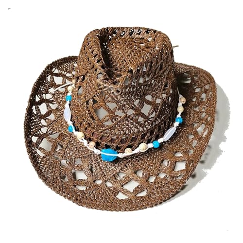 ROEUIPG Sommer Outdoor Männer Frauen Handgewebte Cowboy-Papierstrohhüte Breite Krempe Atmungsaktive Strand Jazz Cap Für Junggesellinnenabschied, Halloween(Color 13) von ROEUIPG