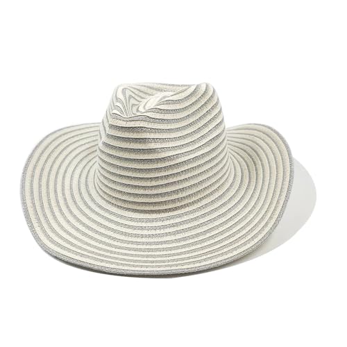 ROEUIPG Sommer Outdoor Männer Frauen Handgewebte Cowboy-Papierstrohhüte Breite Krempe Atmungsaktive Strand Jazz Cap Für Junggesellinnenabschied, Halloween(Color 15) von ROEUIPG