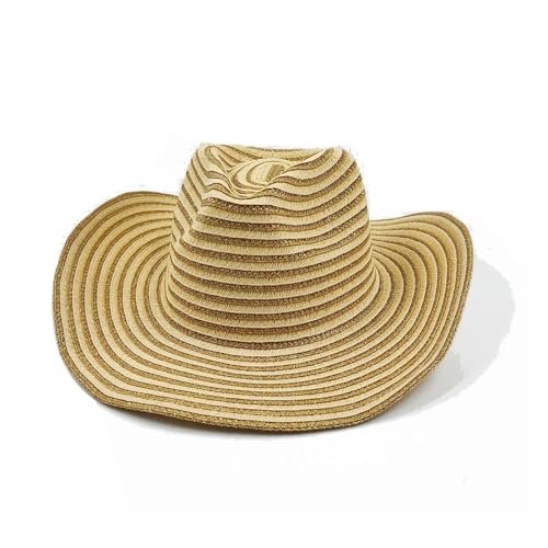 ROEUIPG Sommer Outdoor Männer Frauen Handgewebte Cowboy-Papierstrohhüte Breite Krempe Atmungsaktive Strand Jazz Cap Für Junggesellinnenabschied, Halloween(Color 16) von ROEUIPG