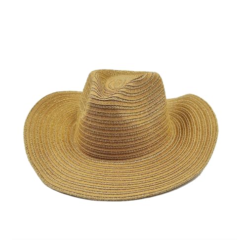 ROEUIPG Sommer Outdoor Männer Frauen Handgewebte Cowboy-Papierstrohhüte Breite Krempe Atmungsaktive Strand Jazz Cap Für Junggesellinnenabschied, Halloween(Color 17) von ROEUIPG