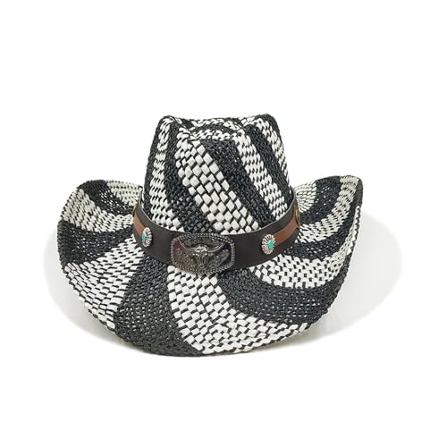 ROEUIPG Sommer Outdoor Männer Frauen Handgewebte Cowboy-Papierstrohhüte Breite Krempe Atmungsaktive Strand Jazz Cap Für Junggesellinnenabschied, Halloween(Color 19) von ROEUIPG