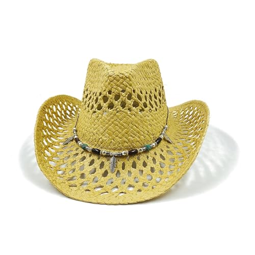 ROEUIPG Sommer Outdoor Männer Frauen Handgewebte Cowboy-Papierstrohhüte Breite Krempe Atmungsaktive Strand Jazz Cap Für Junggesellinnenabschied, Halloween(Color 20) von ROEUIPG