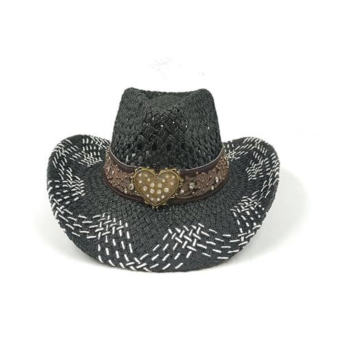 ROEUIPG Sommer Outdoor Männer Frauen Handgewebte Cowboy-Papierstrohhüte Breite Krempe Atmungsaktive Strand Jazz Cap Für Junggesellinnenabschied, Halloween(Color 25) von ROEUIPG