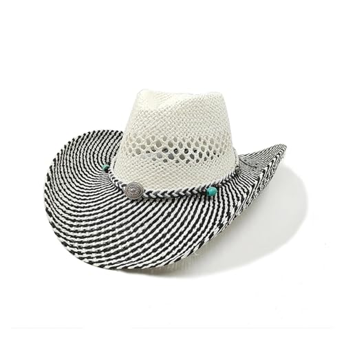 ROEUIPG Sommer Outdoor Männer Frauen Handgewebte Cowboy-Papierstrohhüte Breite Krempe Atmungsaktive Strand Jazz Cap Für Junggesellinnenabschied, Halloween(Color 27) von ROEUIPG