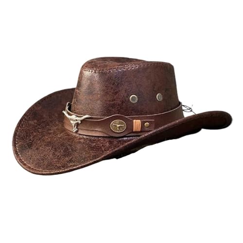 ROEUIPG Unisex-Cowboyhut aus Wildlederfilz mit breiter Krempe, Fedora-Hut for alle Jahreszeiten – Premium-Sonnenschutz for Damen und Herren Für Junggesellinnenabschied, Halloween(Coffee) von ROEUIPG