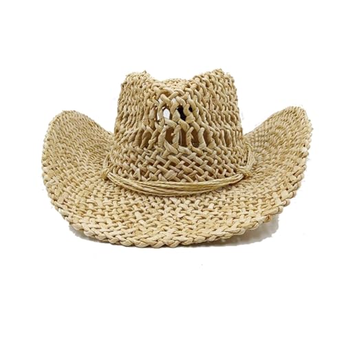 Strohhut aus Maisstroh, Western-Cowboyhut, Frühling und Sommer, Sonnenhut for Männer und Frauen, eleganter Cowboy-Strohhut Für Junggesellinnenabschied, Halloween(Color01) von ROEUIPG