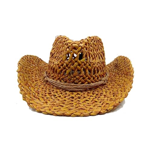 Strohhut aus Maisstroh, Western-Cowboyhut, Frühling und Sommer, Sonnenhut for Männer und Frauen, eleganter Cowboy-Strohhut Für Junggesellinnenabschied, Halloween(Color02) von ROEUIPG