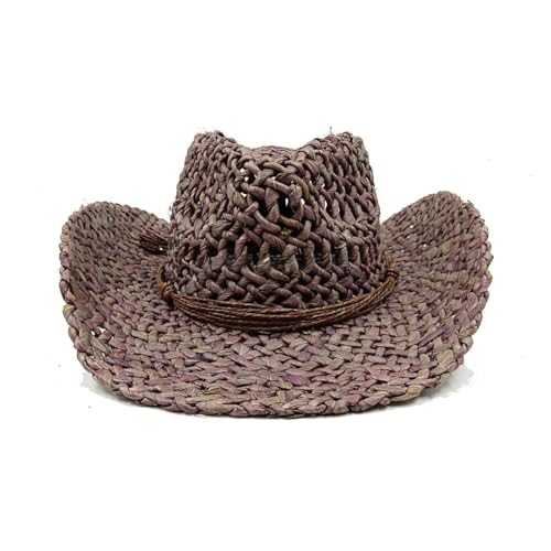 Strohhut aus Maisstroh, Western-Cowboyhut, Frühling und Sommer, Sonnenhut for Männer und Frauen, eleganter Cowboy-Strohhut Für Junggesellinnenabschied, Halloween(Color03) von ROEUIPG