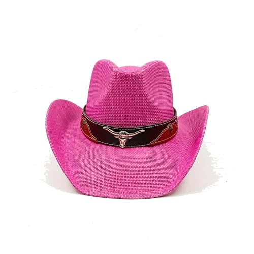 Strohhut aus Maisstroh, Western-Cowboyhut, Frühling und Sommer, Sonnenhut for Männer und Frauen, eleganter Cowboy-Strohhut Für Junggesellinnenabschied, Halloween(Color07) von ROEUIPG