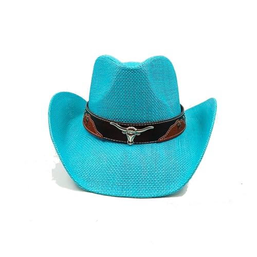 Strohhut aus Maisstroh, Western-Cowboyhut, Frühling und Sommer, Sonnenhut for Männer und Frauen, eleganter Cowboy-Strohhut Für Junggesellinnenabschied, Halloween(Color08) von ROEUIPG