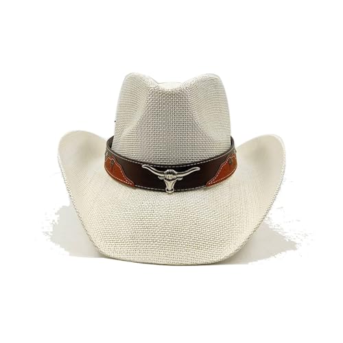 Strohhut aus Maisstroh, Western-Cowboyhut, Frühling und Sommer, Sonnenhut for Männer und Frauen, eleganter Cowboy-Strohhut Für Junggesellinnenabschied, Halloween(Color10) von ROEUIPG