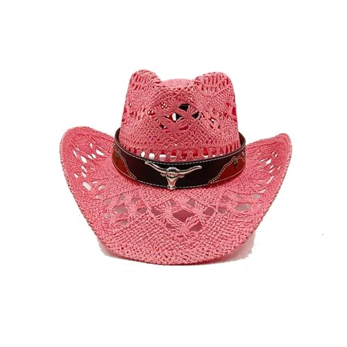 Strohhut aus Maisstroh, Western-Cowboyhut, Frühling und Sommer, Sonnenhut for Männer und Frauen, eleganter Cowboy-Strohhut Für Junggesellinnenabschied, Halloween(Color16) von ROEUIPG