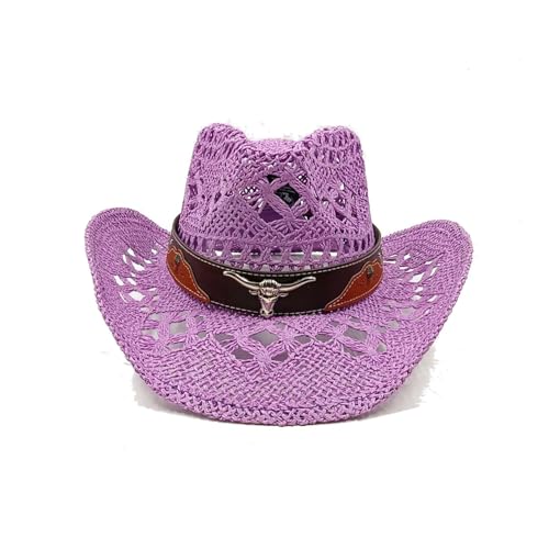 Strohhut aus Maisstroh, Western-Cowboyhut, Frühling und Sommer, Sonnenhut for Männer und Frauen, eleganter Cowboy-Strohhut Für Junggesellinnenabschied, Halloween(Color17) von ROEUIPG