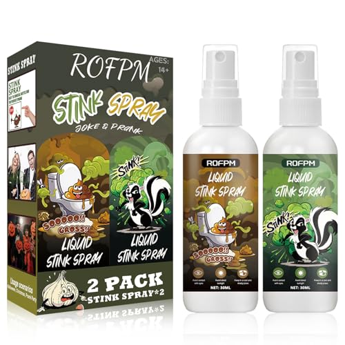 ROFPM Extrastarkes Stinkspray, 2 Stück Schrecklicher Geruch Spray, Stinkspray Extrem Stinkend, Interessantes Stinkendes, Halloween Party Prank Sachen Lustige Witz Stinkspray von ROFPM