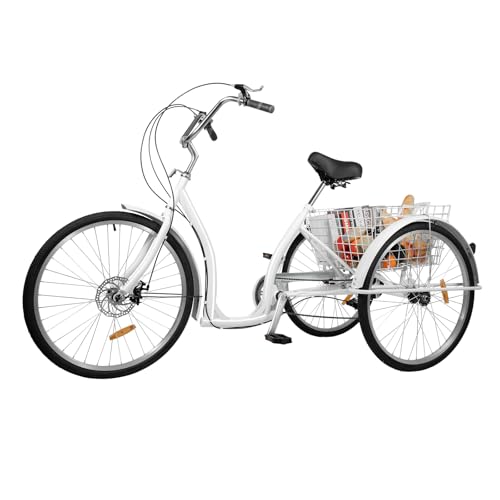 26 Zoll Dreirad Fahrrad |3 Räder Einstellbare Erwachsene Fahrräder |6-Gang Seniorenfahrrad mit Einkaufskorb |Maximale Tragfähigkeit Sitzes 120kg |Dreirädriges Fahrrad für Outdoor-Aktivitäten (Weiß) 26 Zoll Dreirad Fahrrad |3 Räder Einstellbare Erwachsene Fahrräder |6-Gang Seniorenfahrrad mit Einkaufskorb |Maximale Tragfähigkeit Sitzes 120kg |Dreirädriges Fahrrad für Outdoor-Aktivitäten (Weiß) von ROGONPDK