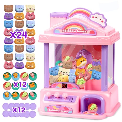 Mini Claw Machine for Kids | Girl Toys for Alter 8-13 Arcade Game Toy Claw Machine Electric Candy Verkaufsmaschine Spielzeug mit LED Lichtern & verstellbarem Sound, Geburtstag Geschenke für Mädchen ab von ROHSCE