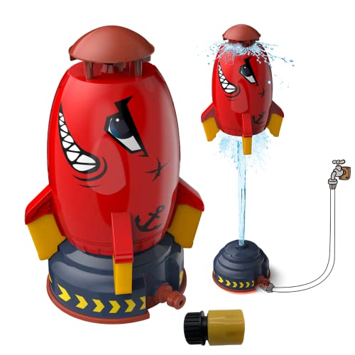 Outdoor Water Toy Sprinkler for Children Rocket Shape Sprinkler Toy Summer Outdoor Rockets Water Spray Toy Durable Fun Water Game for Children Boys von ROHSCE