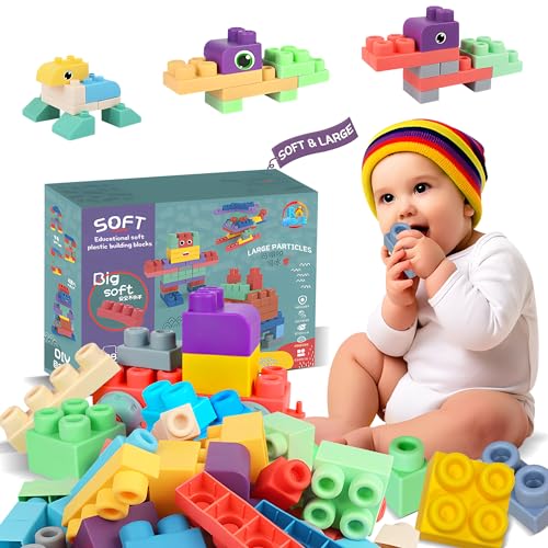 ROHSCE 100PCS Baby Blocks Set with Storage Bucket, STEM Educational Building Toys for Toddlers, Soft Rubber Blocks for Preschool, Sensory Stacking Toys to Enhance Creativity ROHSCE 100PCS Baby Blocks Set with Storage Bucket, STEM Educational Building Toys for Toddlers, Soft Rubber Blocks for Preschool, Sensory Stacking Toys to Enhance Creativity von ROHSCE