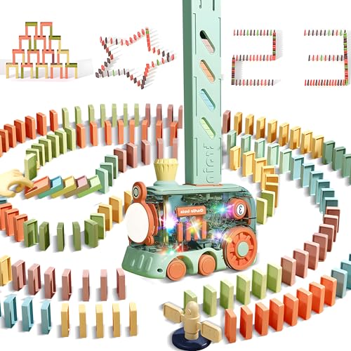 ROHSCE Domino Train Toy,STEM Montessori Spielzeug für 3 Jahre Old, 80 Stück Kinder Games Automatic Dominos Set, Lichter & Music Creative Gifts for Boys Girls Autistic ROHSCE Domino Train Toy,STEM Montessori Spielzeug für 3 Jahre Old, 80 Stück Kinder Games Automatic Dominos Set, Lichter & Music Creative Gifts for Boys Girls Autistic von ROHSCE