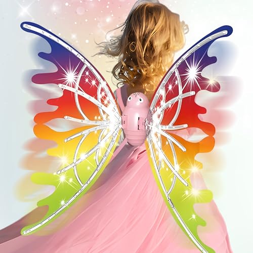 ROHSCE Elektrische Feenflügel mit LED-Lichtern für Kinder, Mädchen, Moving LED, elektrisch, Schmetterlingsflügel, wundervolles Partyzubehör für Mädchen, Cosplay, Custom für Halloween & Weihnachten ROHSCE Elektrische Feenflügel mit LED-Lichtern für Kinder, Mädchen, Moving LED, elektrisch, Schmetterlingsflügel, wundervolles Partyzubehör für Mädchen, Cosplay, Custom für Halloween & Weihnachten von ROHSCE